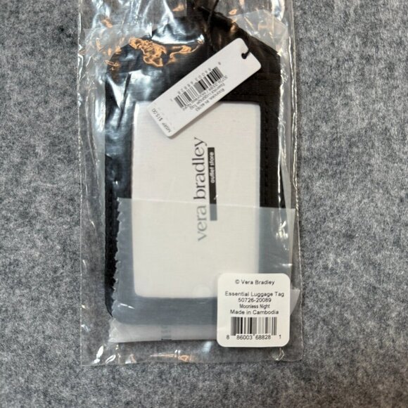 Vera Bradley Outlet Essential Luggage Tag Moonless Night Black Ripstop ID Window - Picture 2 of 5